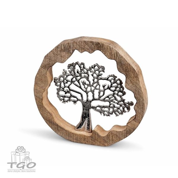 Formano Ring mit Baum aus Aluminium Mango-Holz 30cm