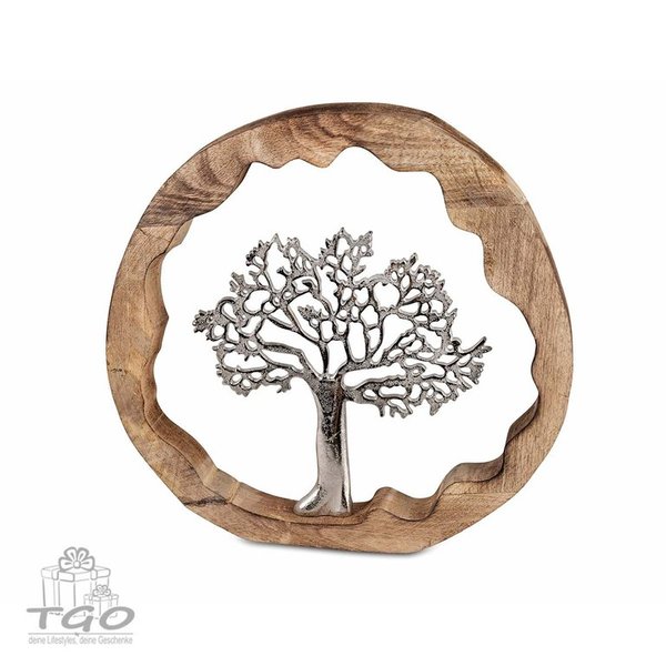 Formano Ring mit Baum aus Aluminium Mango-Holz 40cm