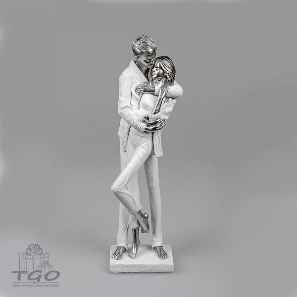 Formano Dekofigur Paar stehend aus Kunststein weiß silber 45m