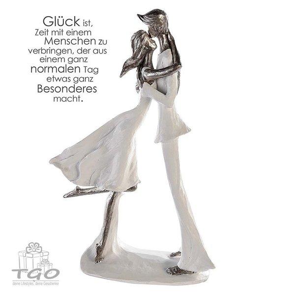 Gilde Skulptur HOLD ME aus Poly weiß silber 32x20cm