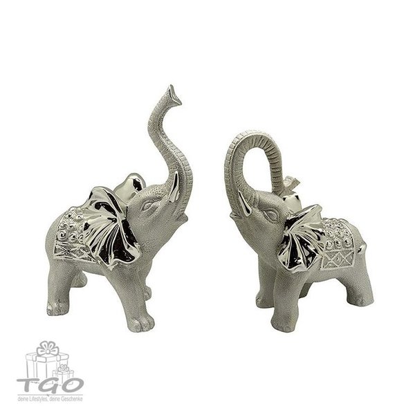 Gilde 2er- Set Elefant aus Keramik champagner silber