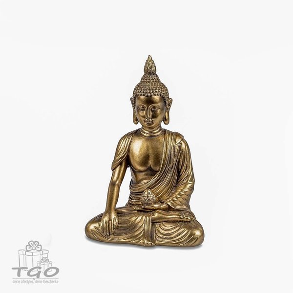 Formano Buddha Figur sitzend in Gold aus Kunststein 11x17cm