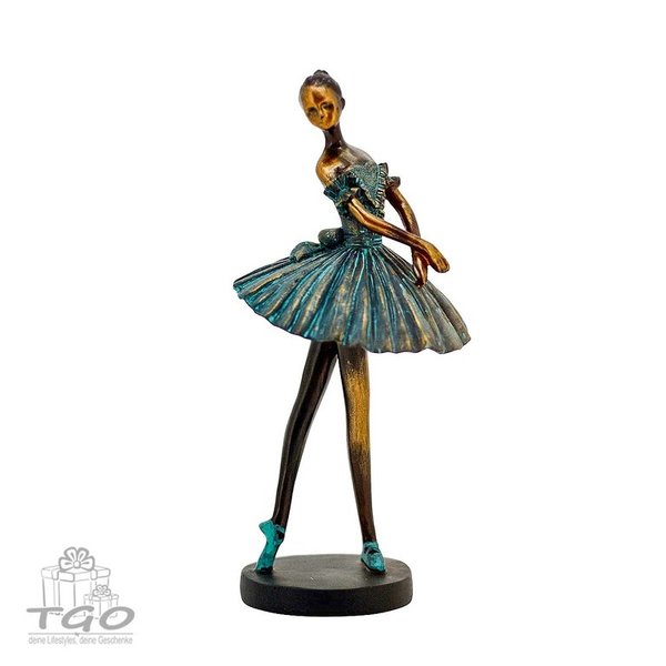 Dekofigur Ballerina stehend aus Polyresin bzone antik grün 30cm