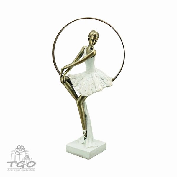Skulptur Ballerina aus Polyresin weiß gold 33cm