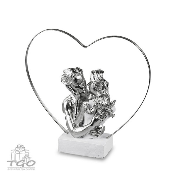 Formano Büste Paar im Metall-Herz aus Kunstein 26x30cm