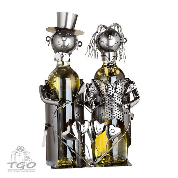 Gilde Flaschenhalter Hochzeitspärchen aus Metall Höhe 25cm