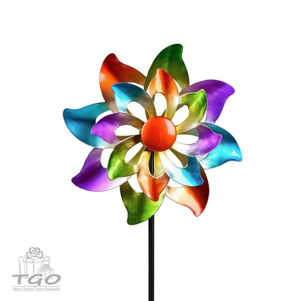 Formano Stecker Windrad Blume Multifarben aus Metall 25x110cm