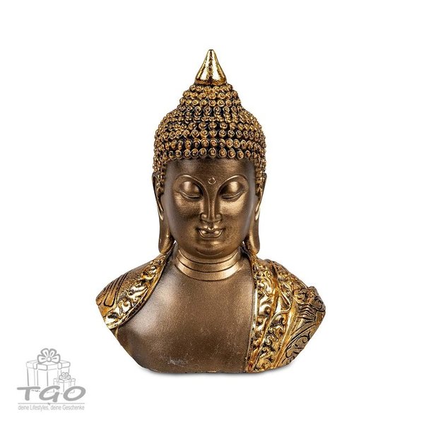Formano Büste Buddha gold 18cm aus Kunststein matter Oberfläche