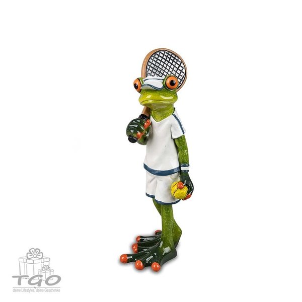 Formano Frosch hellgrün als Tennisspieler 18cm aus Kunststein