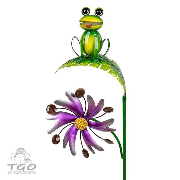 Formano Gartenstecker Windrad Frosch mit Blume 24x125cm