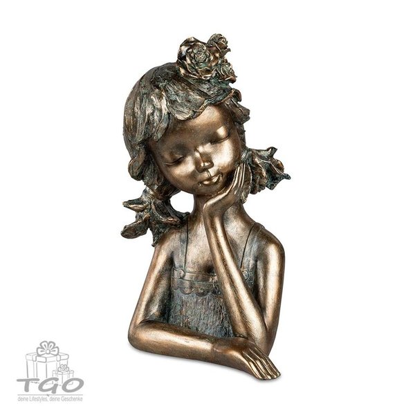 Formano Büste Mädchen bronzefarben 30cm aus Kunststein gefertigt