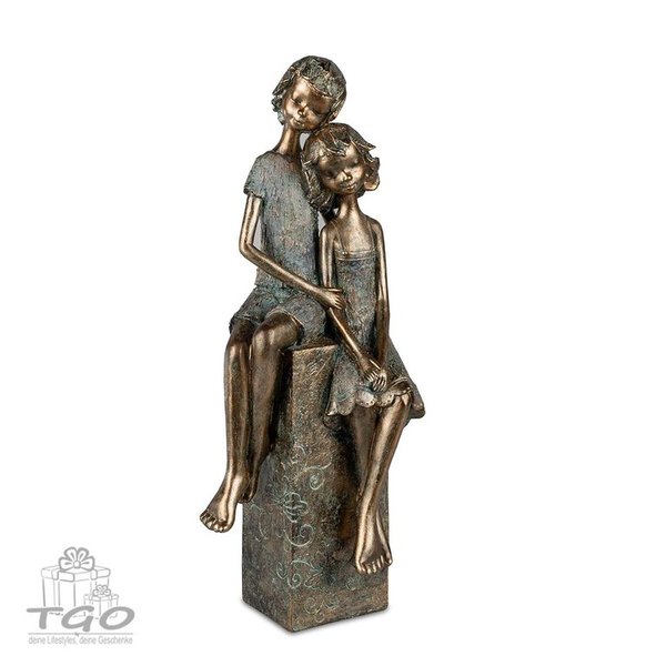 Formano Büste Paar sitzend bronzefarben 31cm aus Kunststein gefertigt