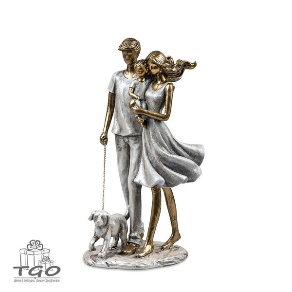 Formano Skulptur Familie mit Hund 25x12cm aus Kunststein