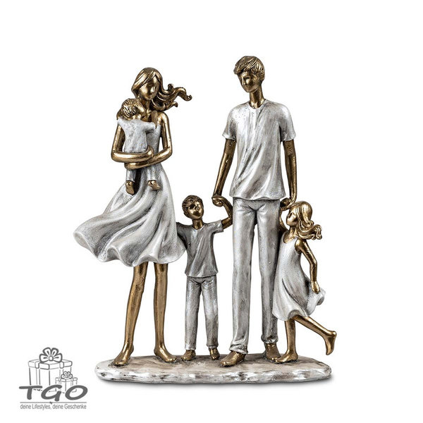 Formano Skulptur Familie 3 Kinder 25x22cm aus Kunststein