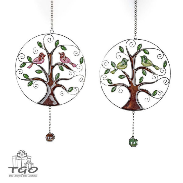 Formano Fensterdeko Baum mit Vögel in Tiffany-Optik