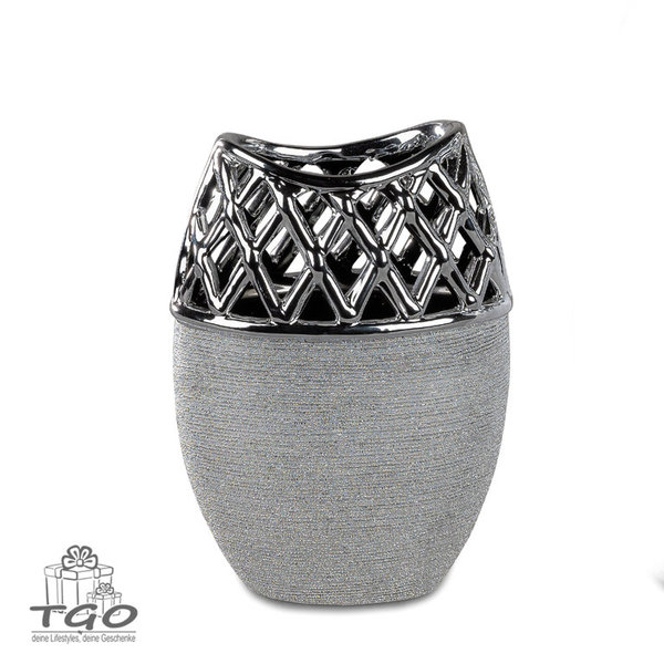 Formano schöne Vase silber  aus Keramik 20x14cm