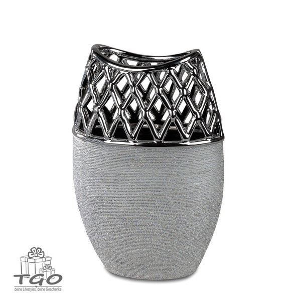 Formano schöne Vase silber  aus Keramik 18x26cm
