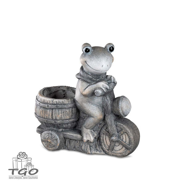 Formano Frosch auf Roller mit Pflanzgefäß 20x18cm aus Terracotta