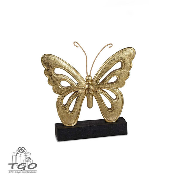 Formano Deko-Objekt Schmetterling gold auf schwarzem Sockel