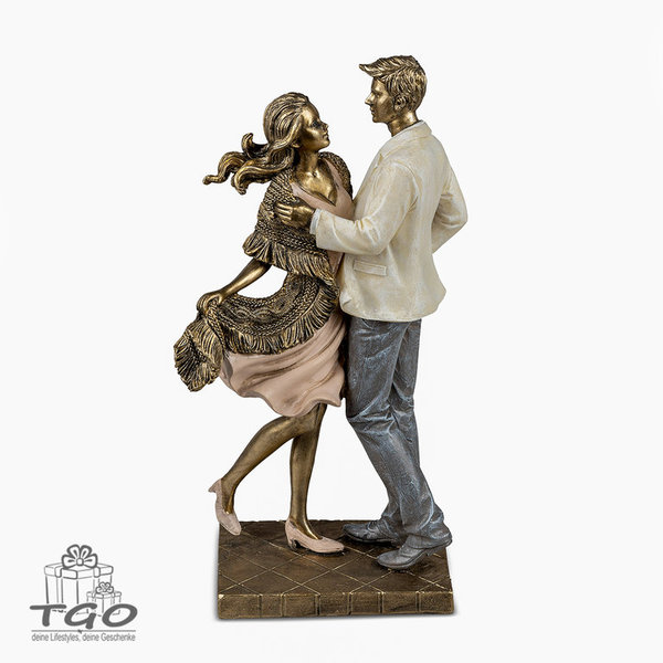 Formano Dekofigur Paar stehend aus Kunststein antik-goldener 25x13cm